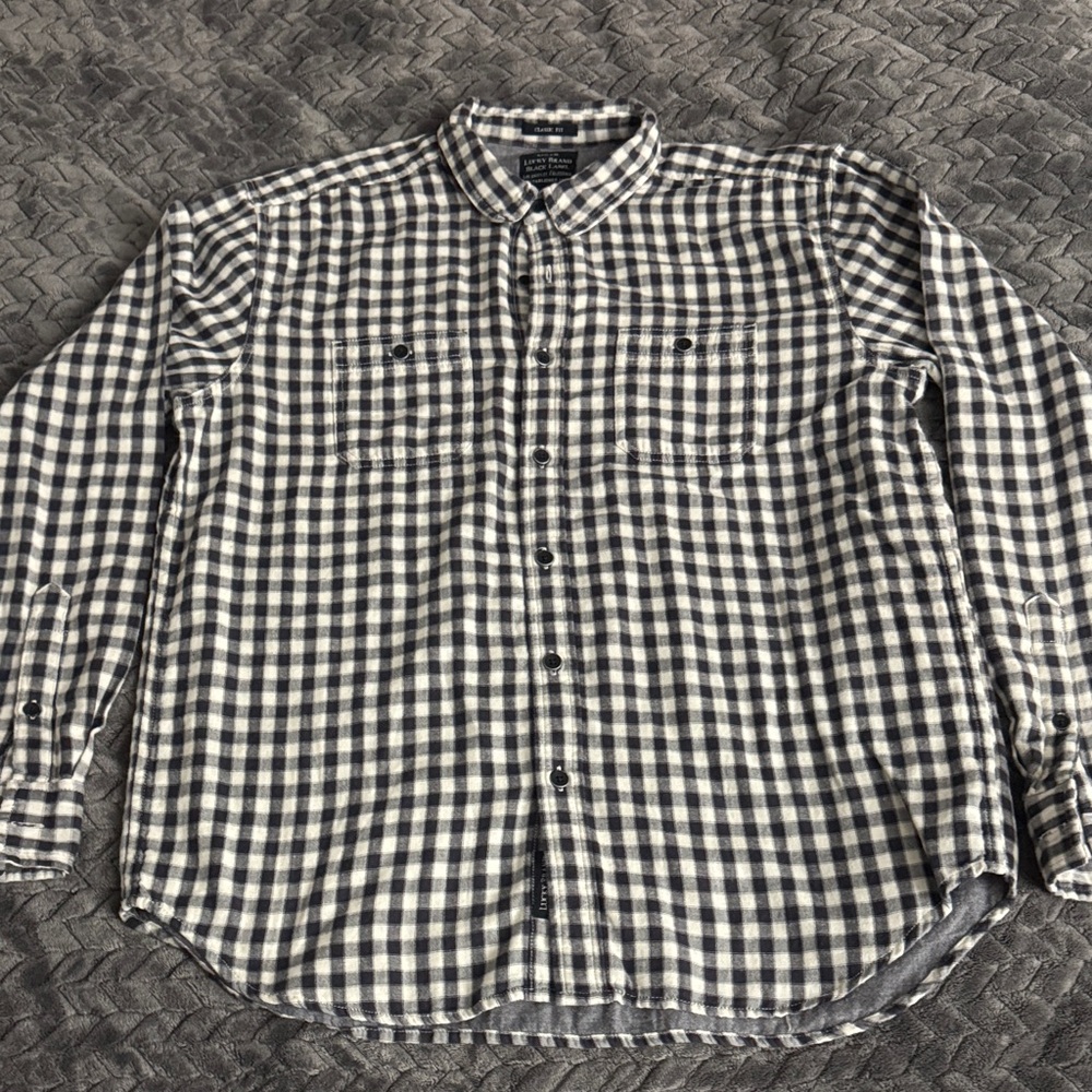 Lucky Brand Black and White Checkered Shirt Men’s Size Large